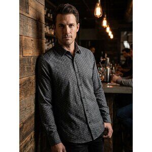 English Laundry Mens XX-Large Long-Sleeve Button-Up Shirt With Paisley Print